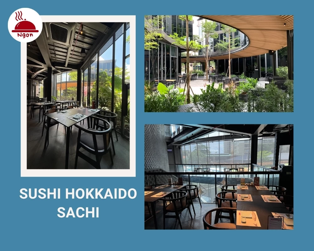Nhà hàng Nhật quận 2 Sushi Hokkaido Sachi được thiết kế sang trọng với tông màu đen làm chủ đạo