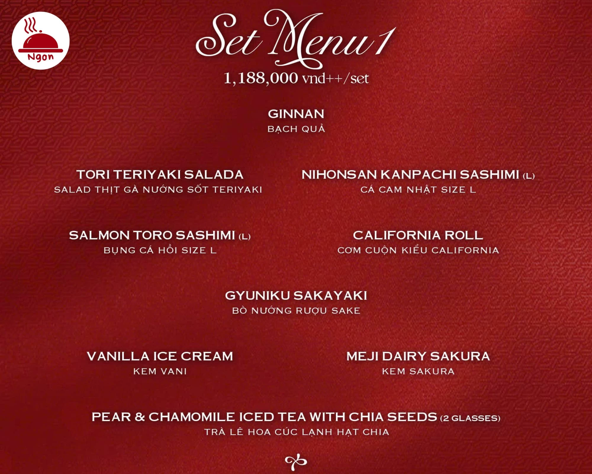Set Menu 1 của Yen Sushi & Sake Pub