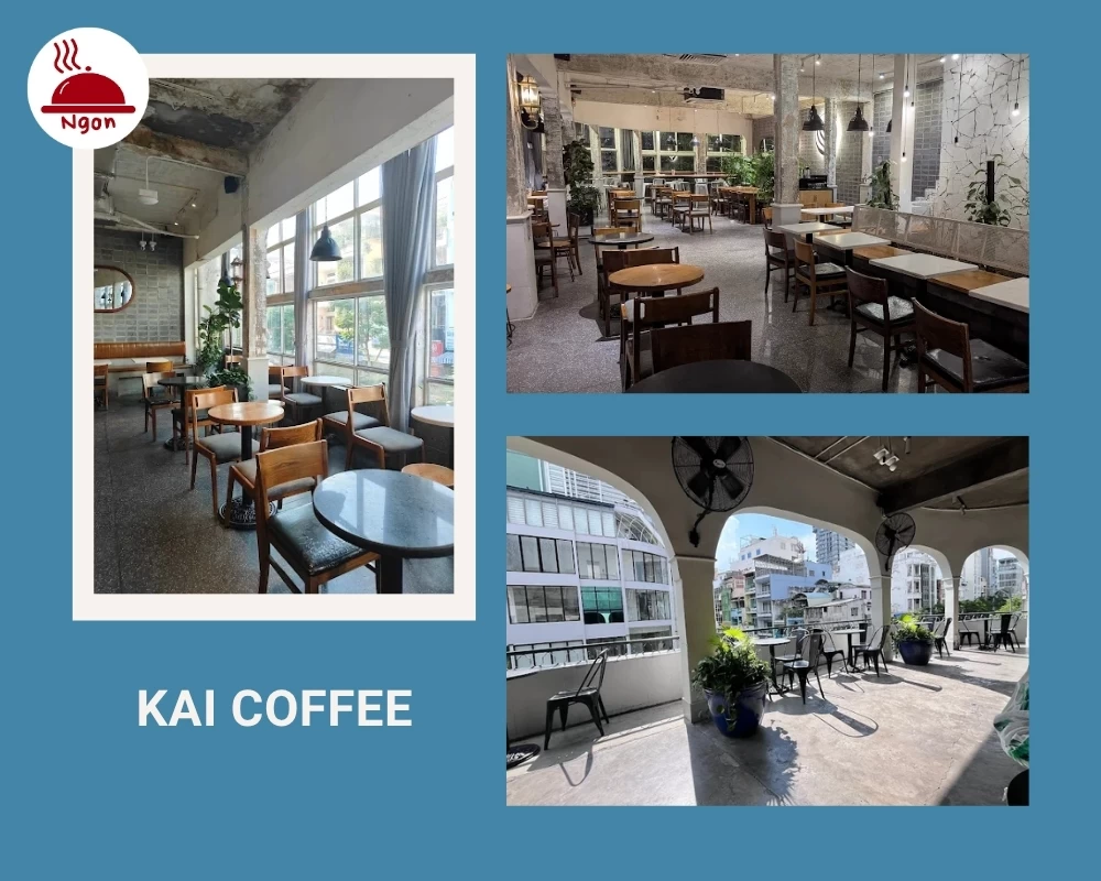 Quán cafe Kai Coffee chi nhánh Nguyễn Thái Bình có không gian thoáng đãng, rộng rãi