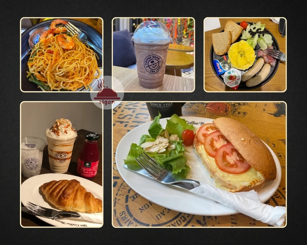 Một số món ăn thức uống của quán cafe 24/7 quận 1 The Coffee Bean & Tea Leaf