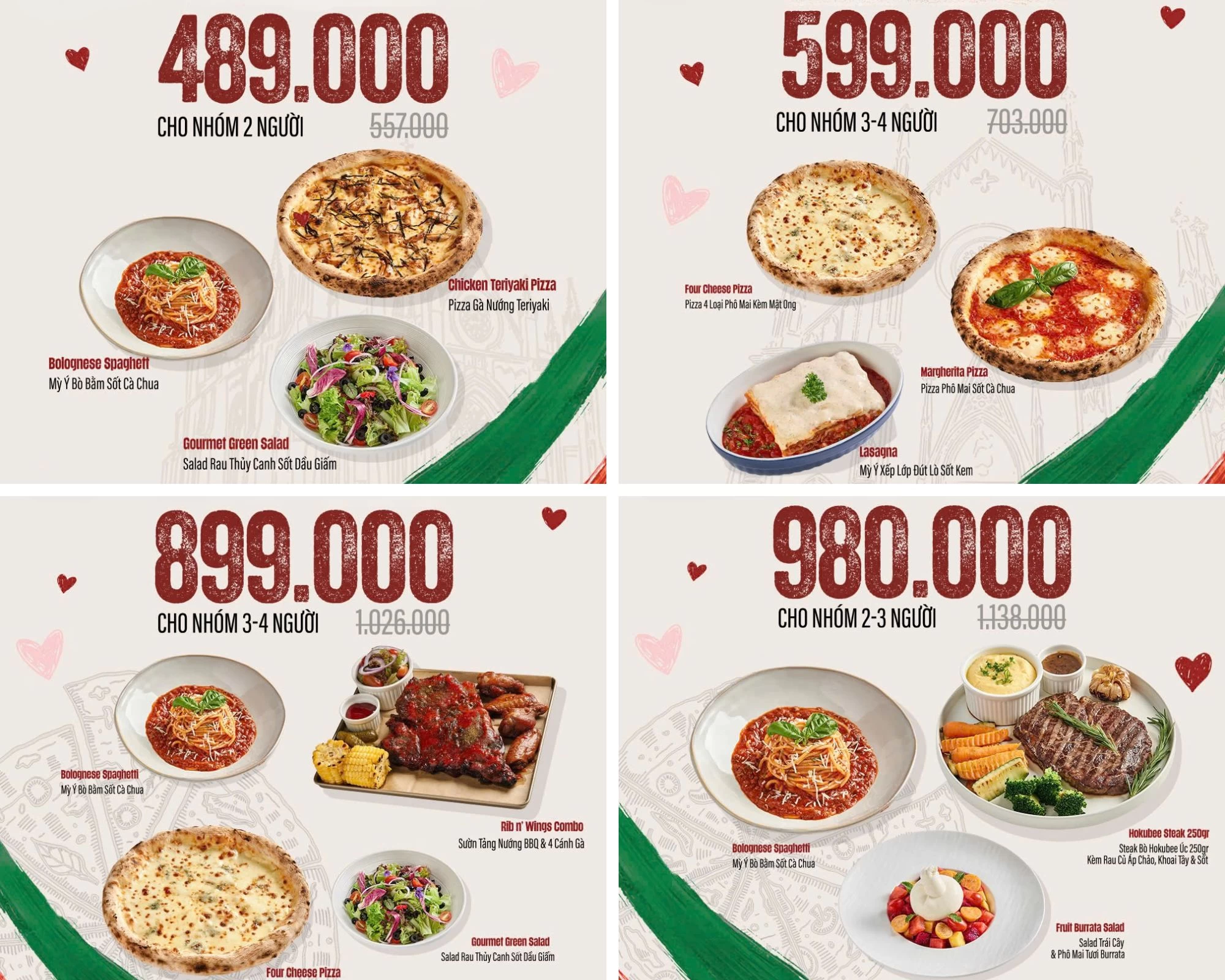 Menu combo siêu hot của Italiani's Pizza