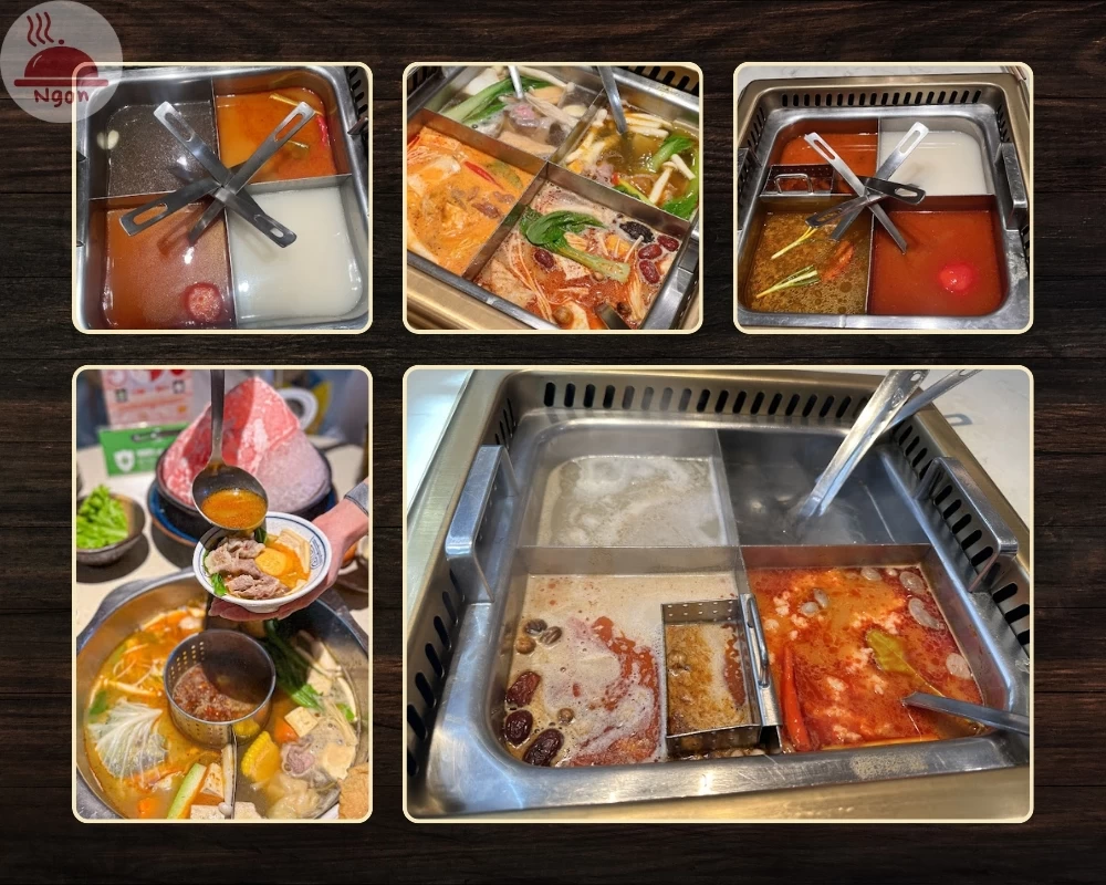 Các loại nước lẩu của nhà hàng Manwah