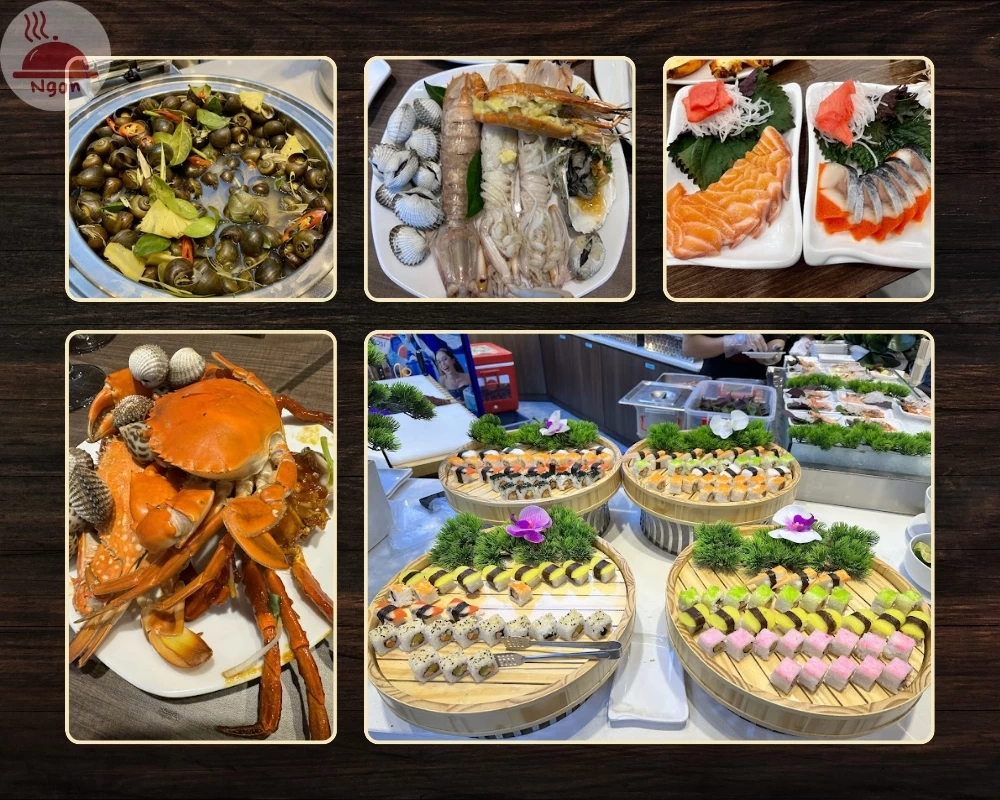 Các món hải sản và sashimi của Buffet Poseidon Hồ Chí Minh
