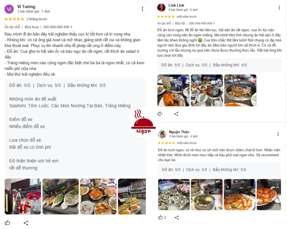 Đánh giá của bạn Vi Tường, Link Link, Nguỹn Thảo về nhà hàng Buffet Poseidon