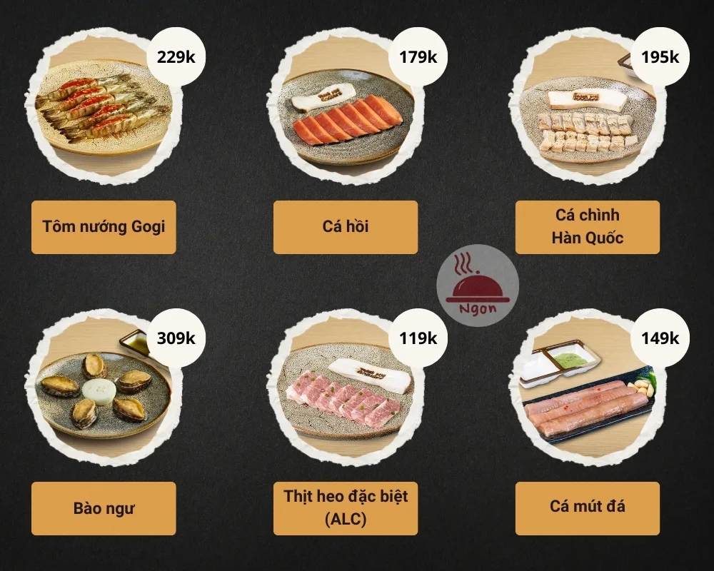Menu hải sản của GoGi House