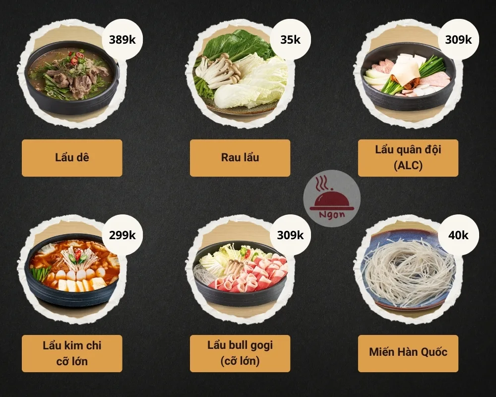 Menu lẩu của GoGi House