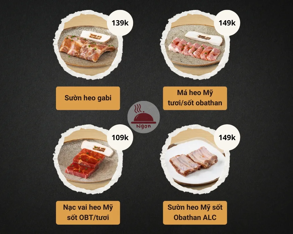 Menu thịt heo của GoGi House