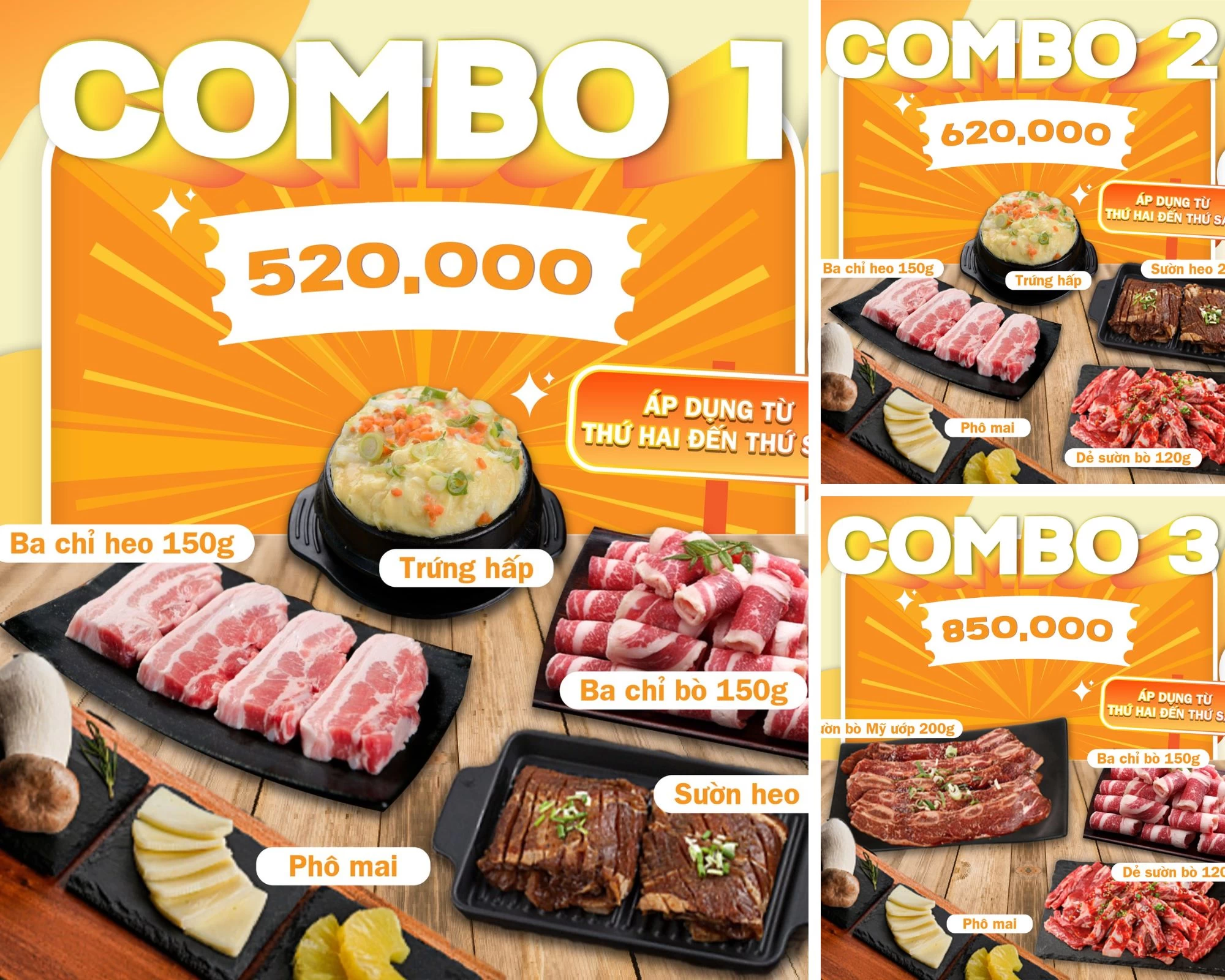 Khám phá bộ ba combo 'cực phẩm' tại Gobchang Dodoog BBQ. Mỗi combo một hương vị, đảm bảo làm hài lòng mọi khẩu vị