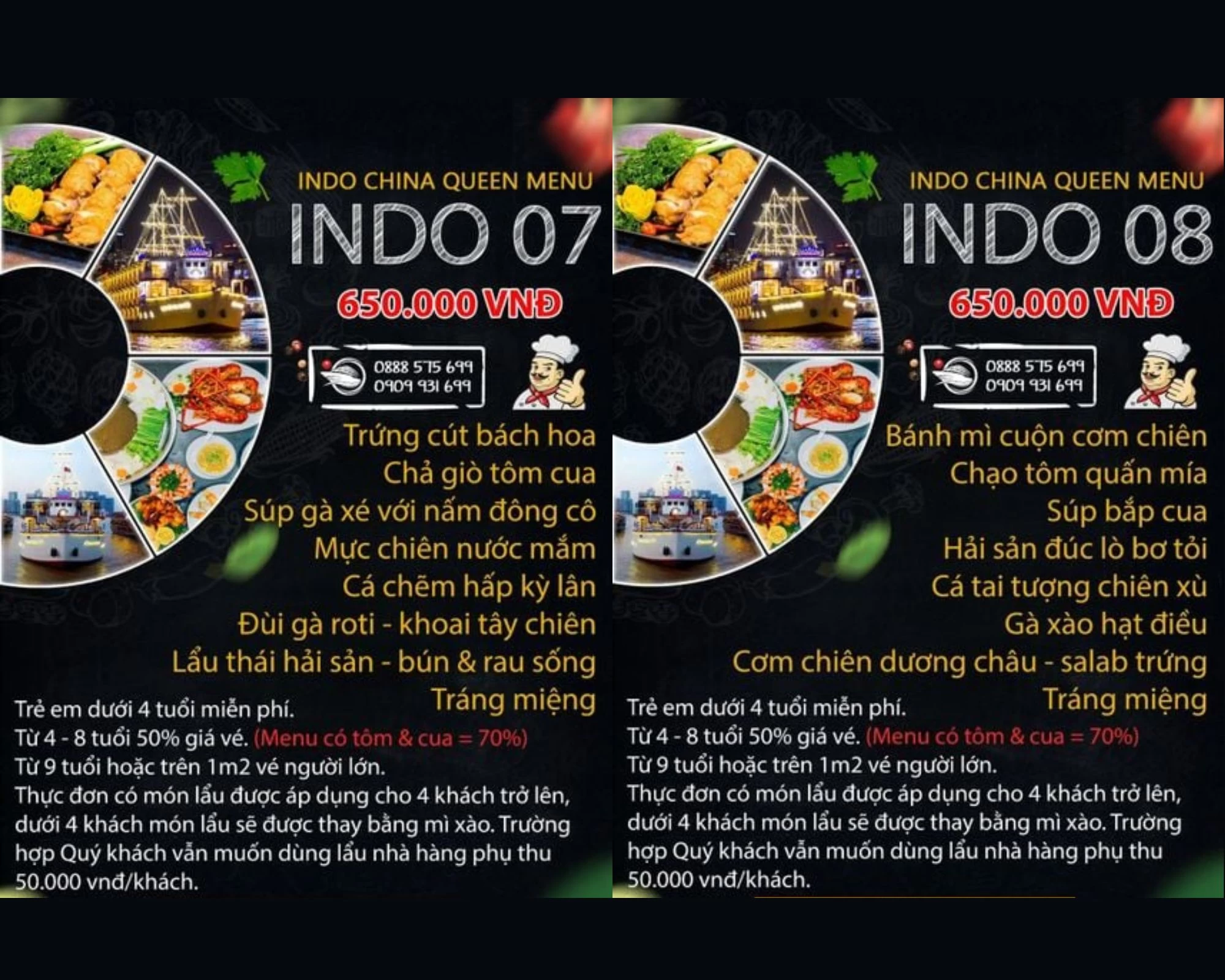 Khám phá sự đa dạng trong ẩm thực Việt Nam với hai set menu đặc biệt cho bữa tối trên du thuyền Indochina Queen