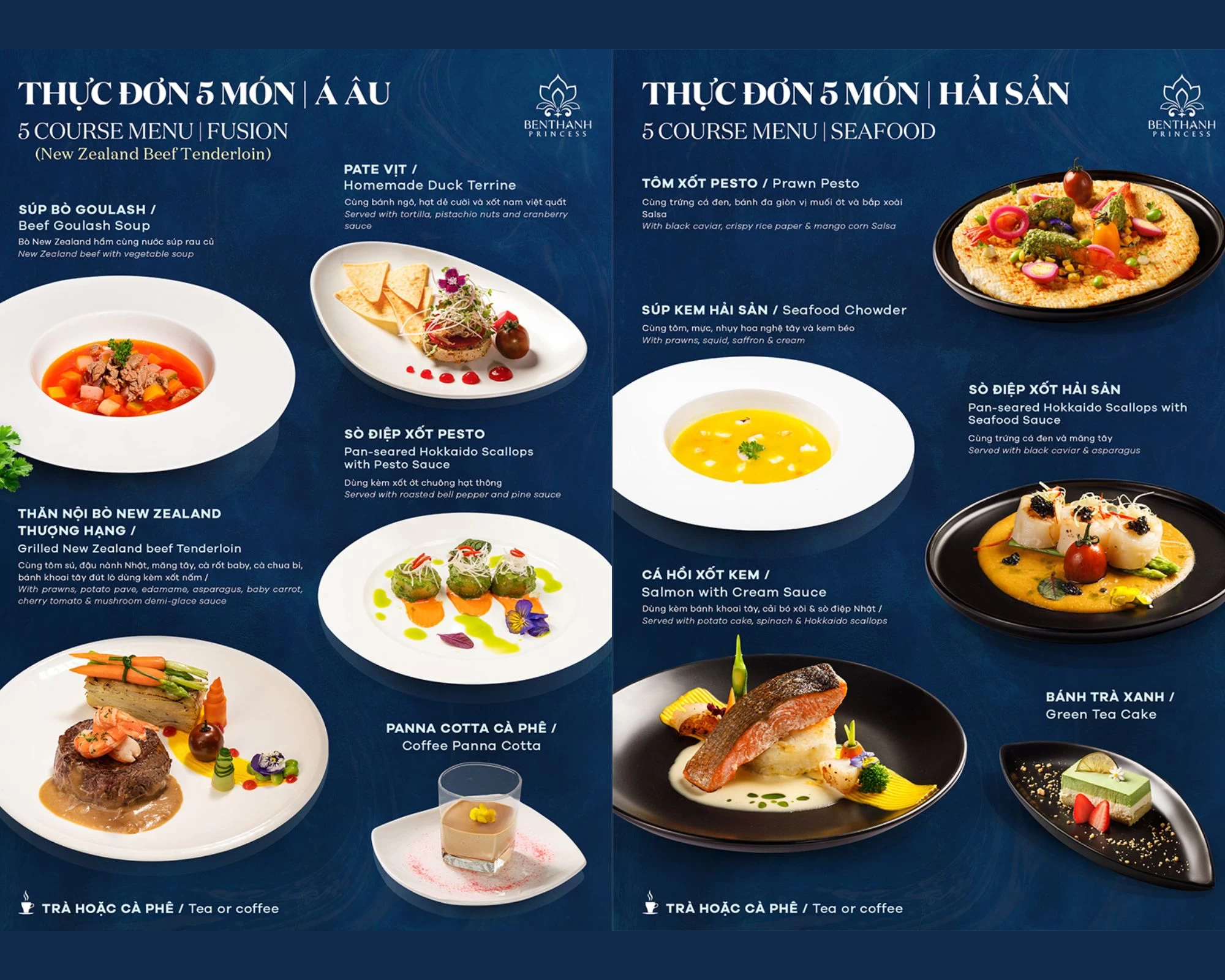 Khám phá thế giới ẩm thực đặc sắc trên du thuyền Ben Thanh Princess với hai thực đơn hấp dẫn cho bữa tối