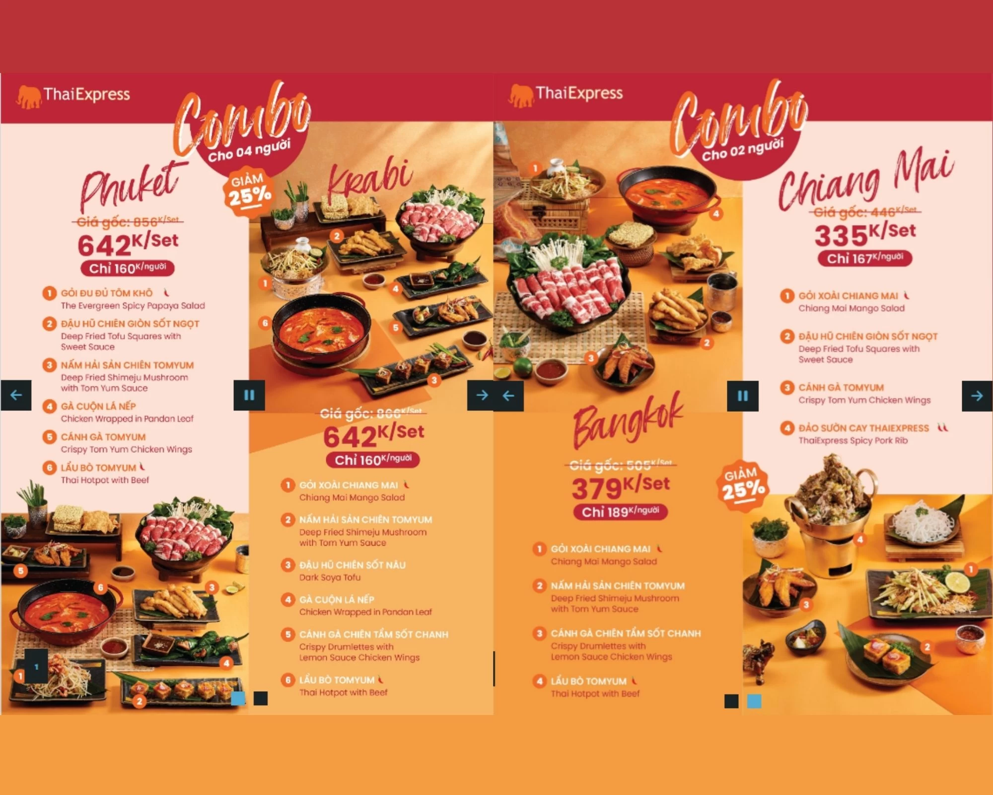 Menu combo đủ đầy, tràn ngập hương vị Thái