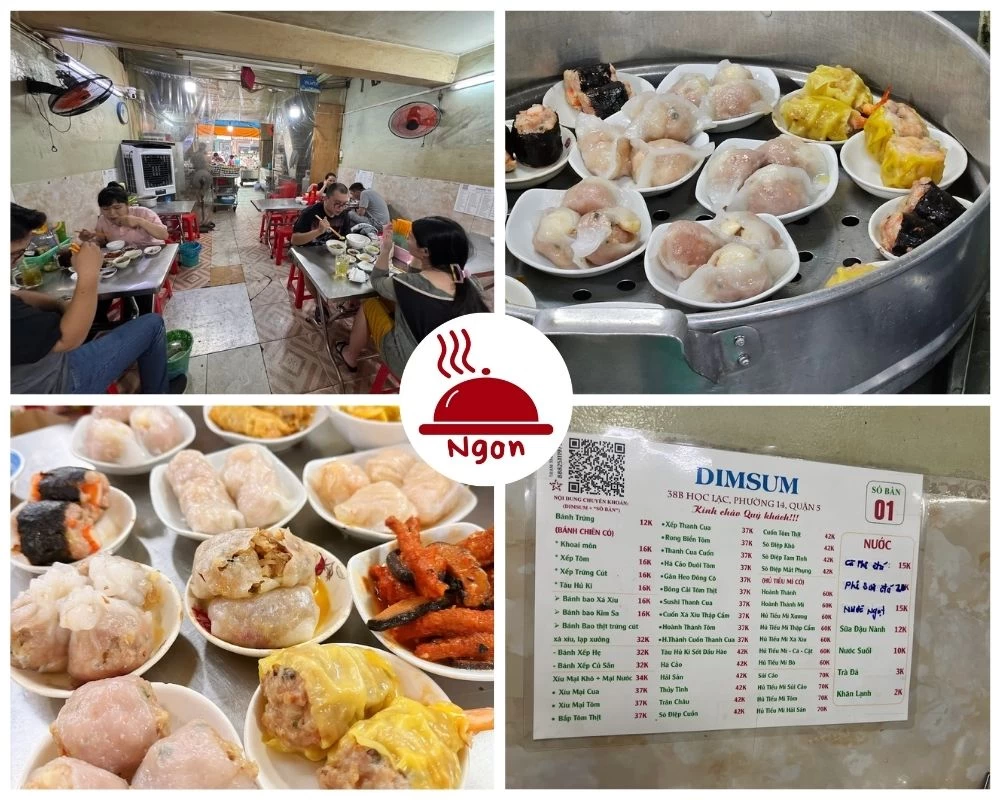 Menu và một số món dimsum tại quán Học Lạc quận 5