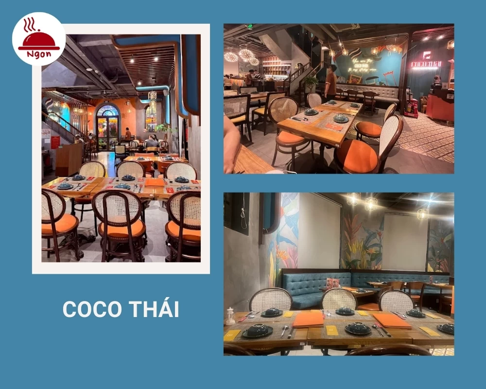 Không gian quán Coco Thái được trang trí bằng những gam màu rực rỡ