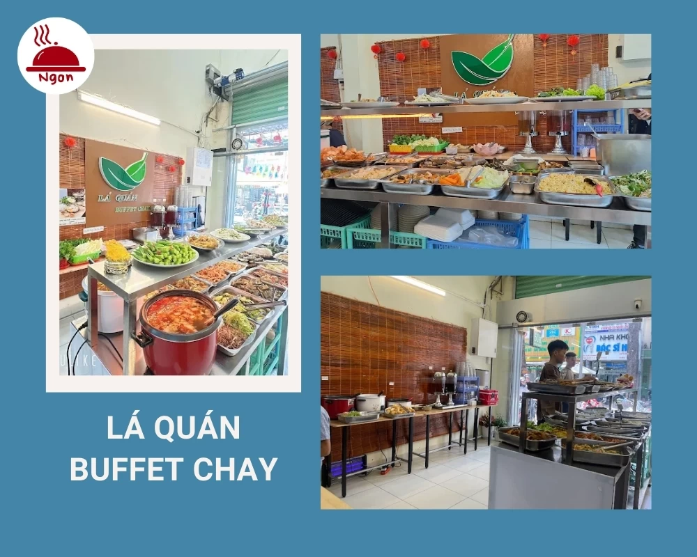 Lá Quán Buffet Chay có quầy line đa dạng nhiều món
