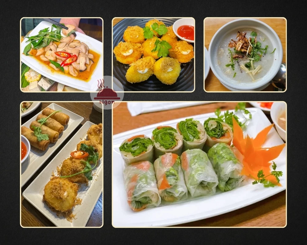 Một số món ăn của nhà hàng chay Hồ Chí Minh Mani