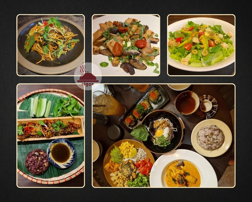 Một số món ăn của nhà hàng chay Hồ Chí Minh Prem Vegetarian Bistro