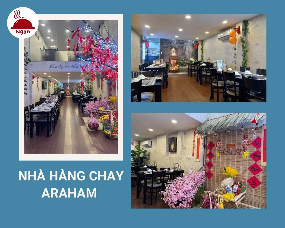 Nhà hàng chay Araham có không gian yên tĩnh, ấm cúng