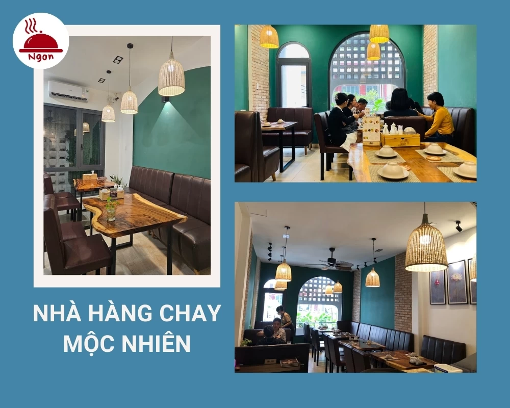 Nhà hàng chay Mộc Nhiên có không gian sạch sẽ, hiện đại