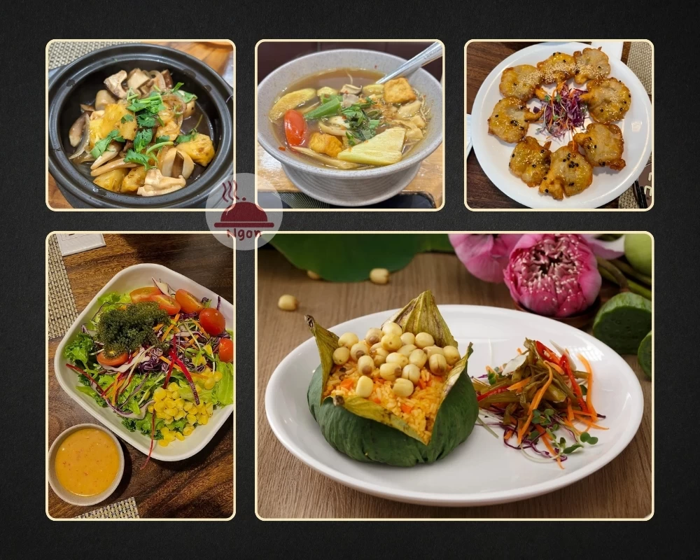 Một số món ăn của nhà hàng chay Mộc Nhiên