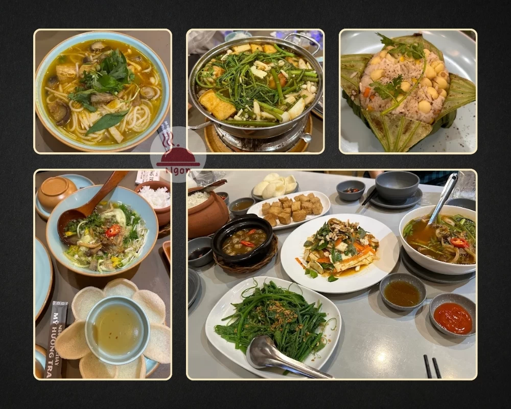 Một số món ăn của nhà hàng chay Mỹ Hương Trai