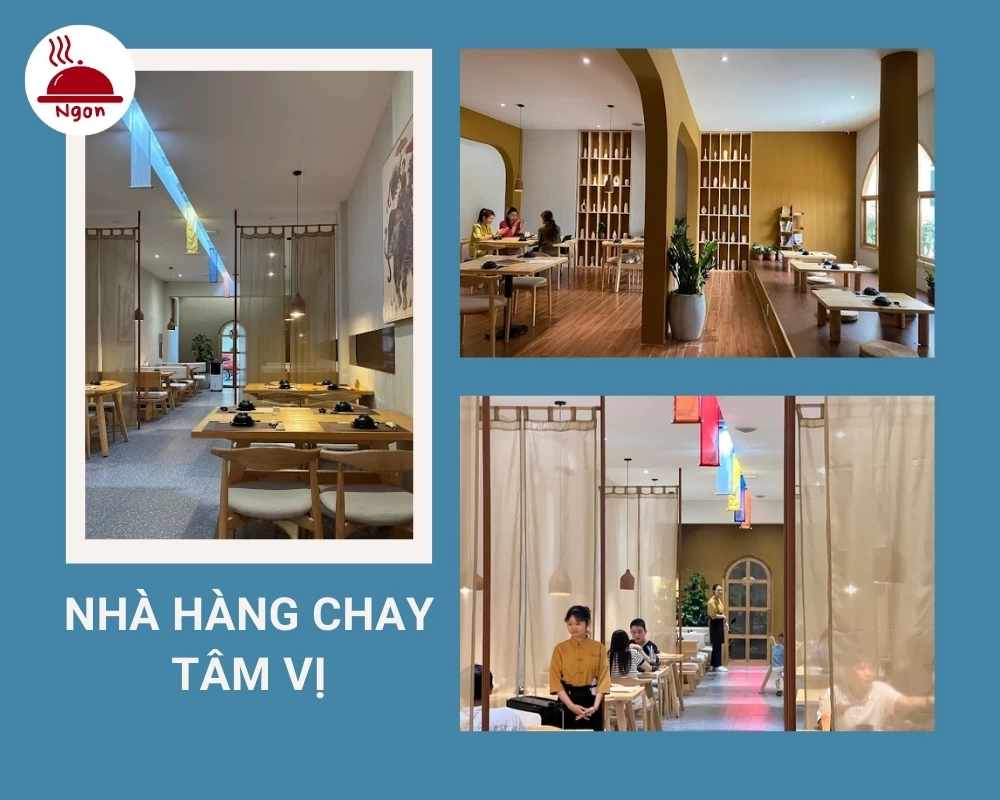 Nhà hàng chay Tâm Vị có kiến trúc nội thất độc đáo, sạch đẹp