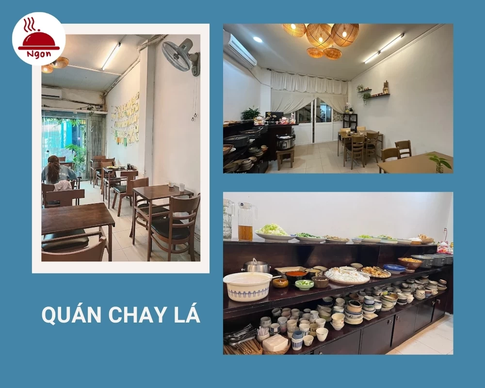 Quán Chay Lá có không gian sạch sẽ, gọn gàng