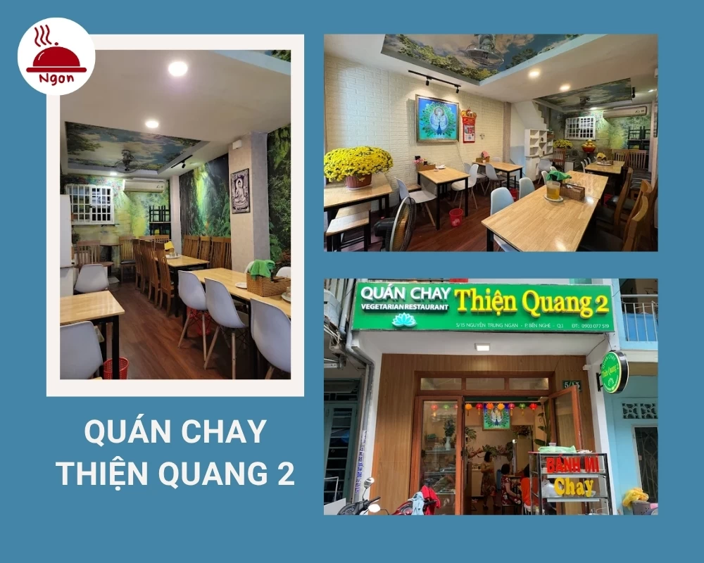 Quán chay Thiện Quang 2 có không gian sạch đẹp