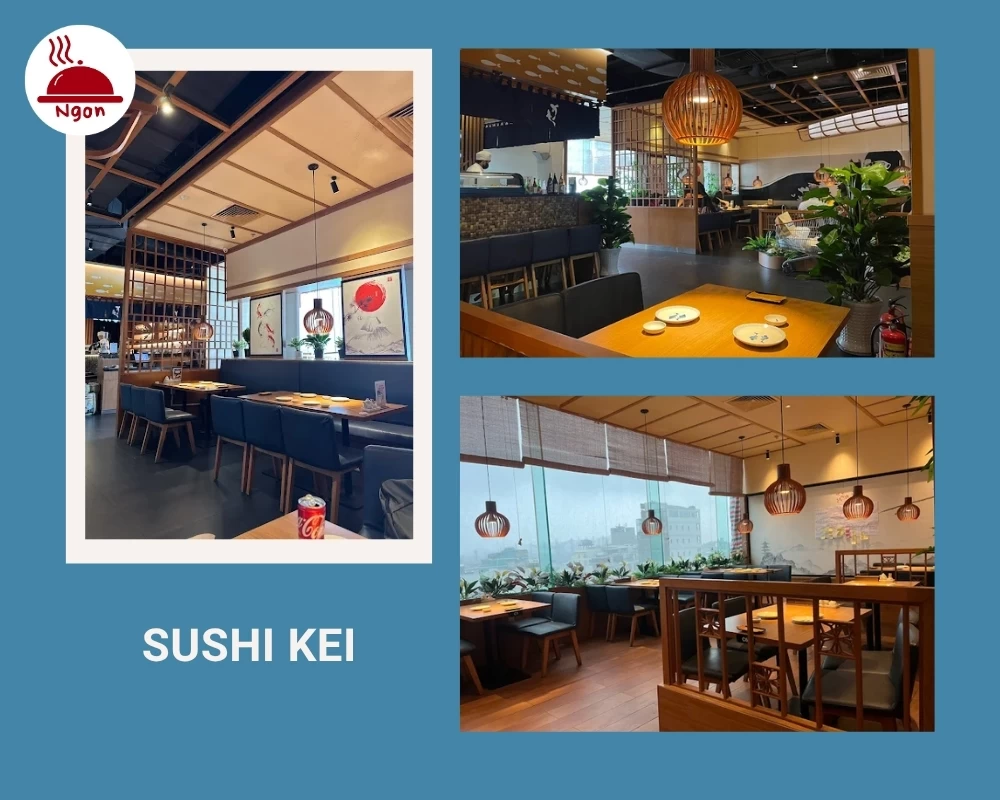 Nhà hàng Sushi Kei được trang trí đẹp, sang trọng, hiện đại