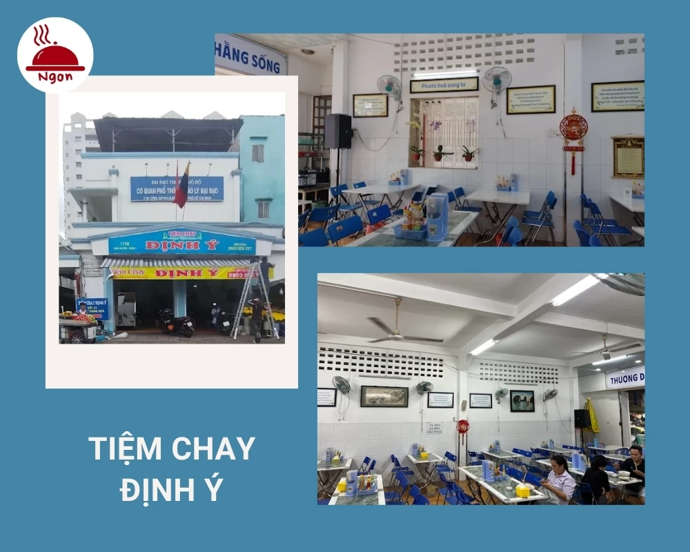 Tiệm Chay Định Ý có không gian rộng rãi, sạch sẽ, sáng sủa