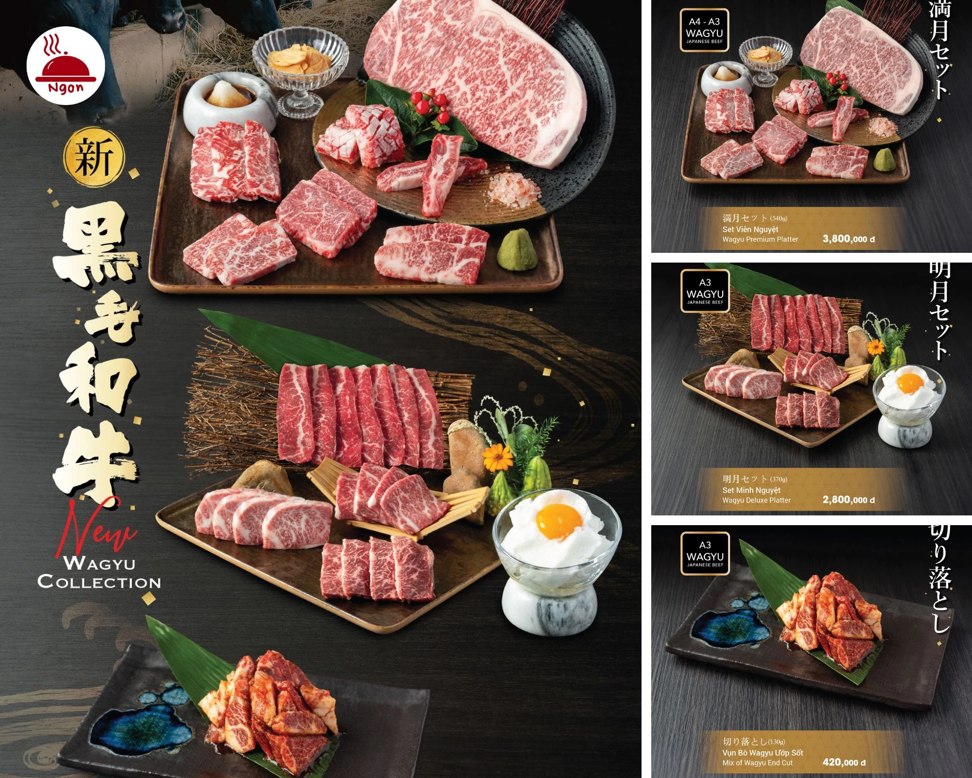 Các món thịt bò Wagyu tươi ngon và các set combo tại Uraetei BBQ Phổ Đình
