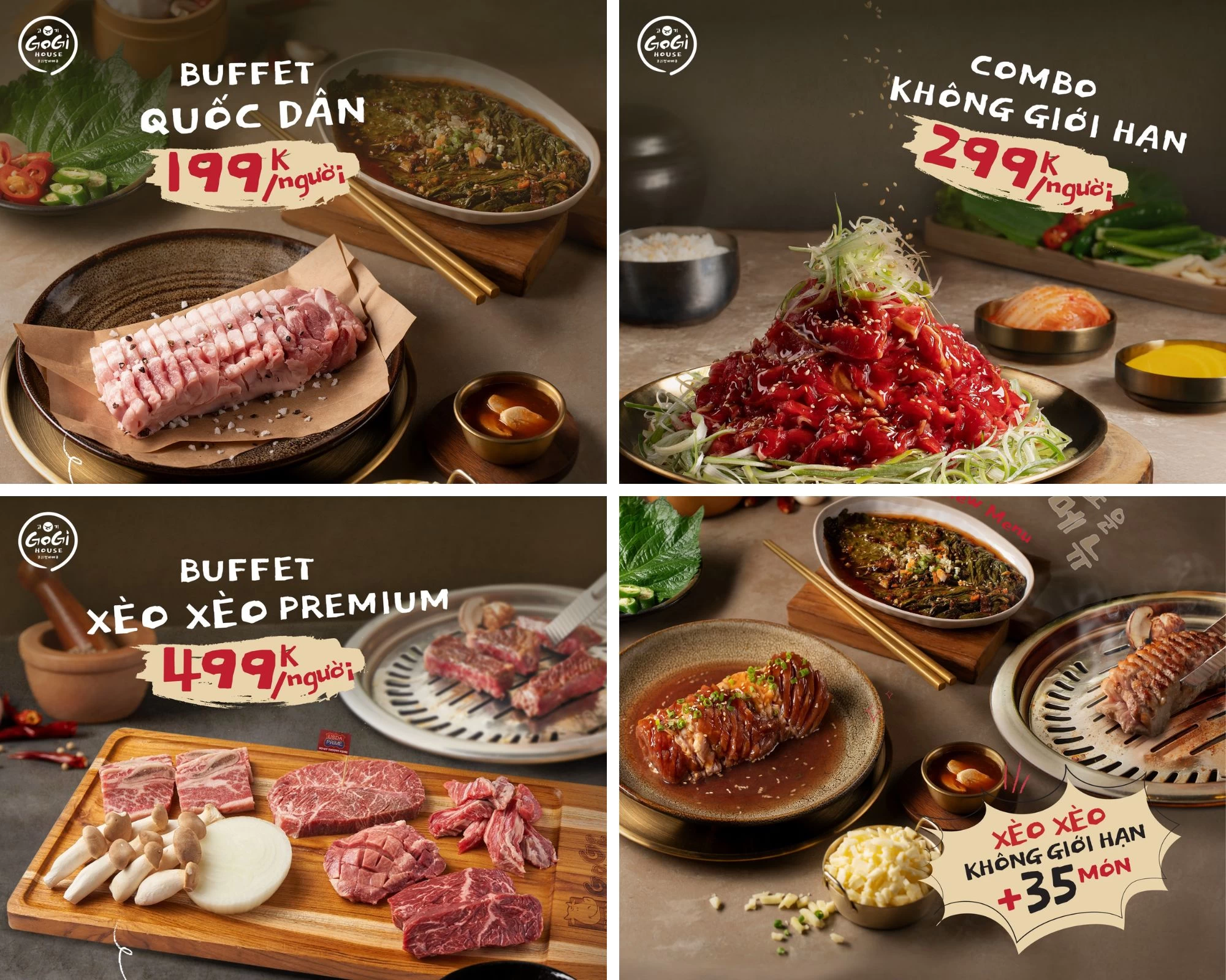 Menu Gogi House với đa dạng thịt nướng, lẩu và món ăn kèm hấp dẫn