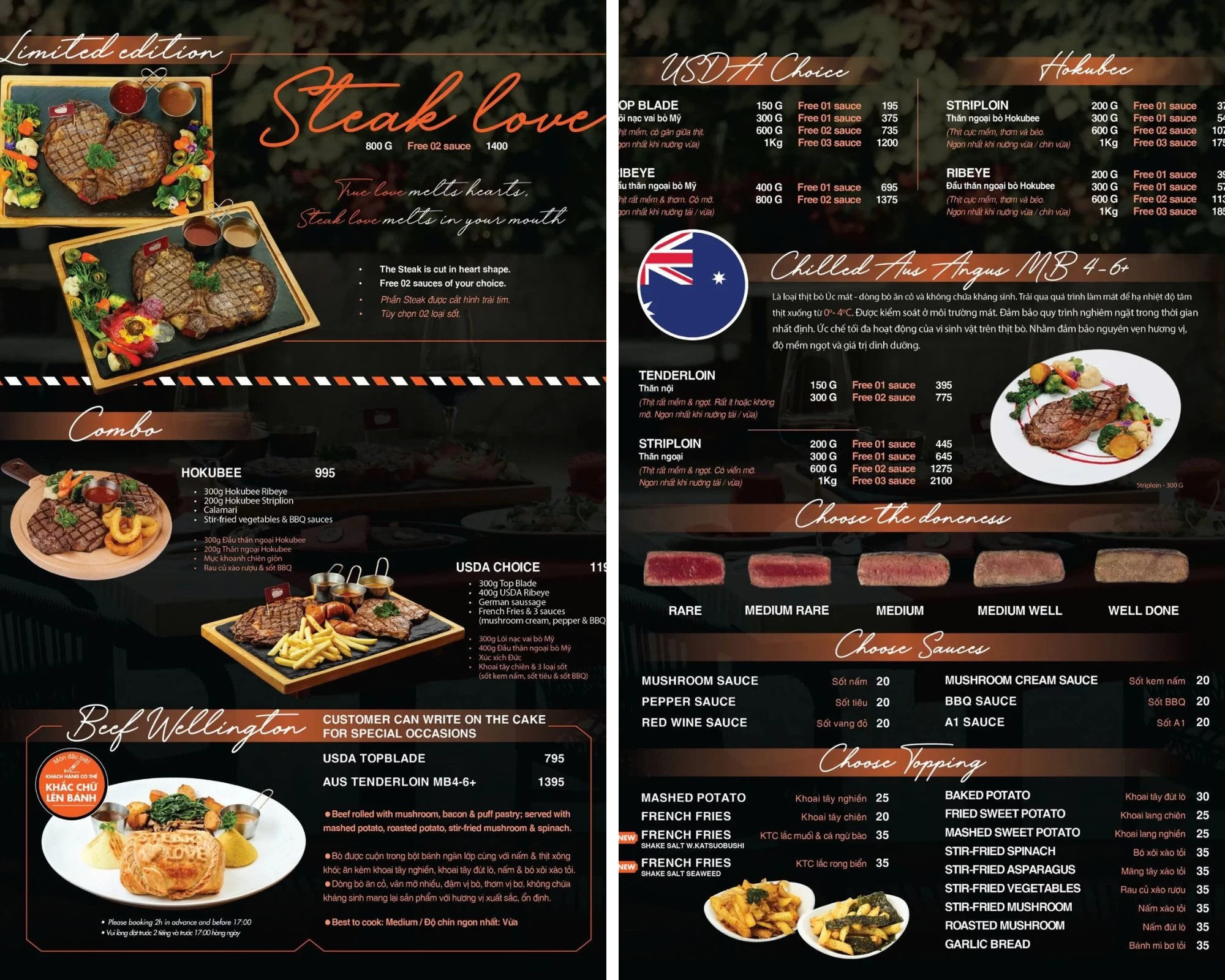 Trải nghiệm ẩm thực tinh hoa tại Steak Love Độc Lập với thịt bò nhập khẩu hảo hạng và các món ăn kèm hấp dẫn