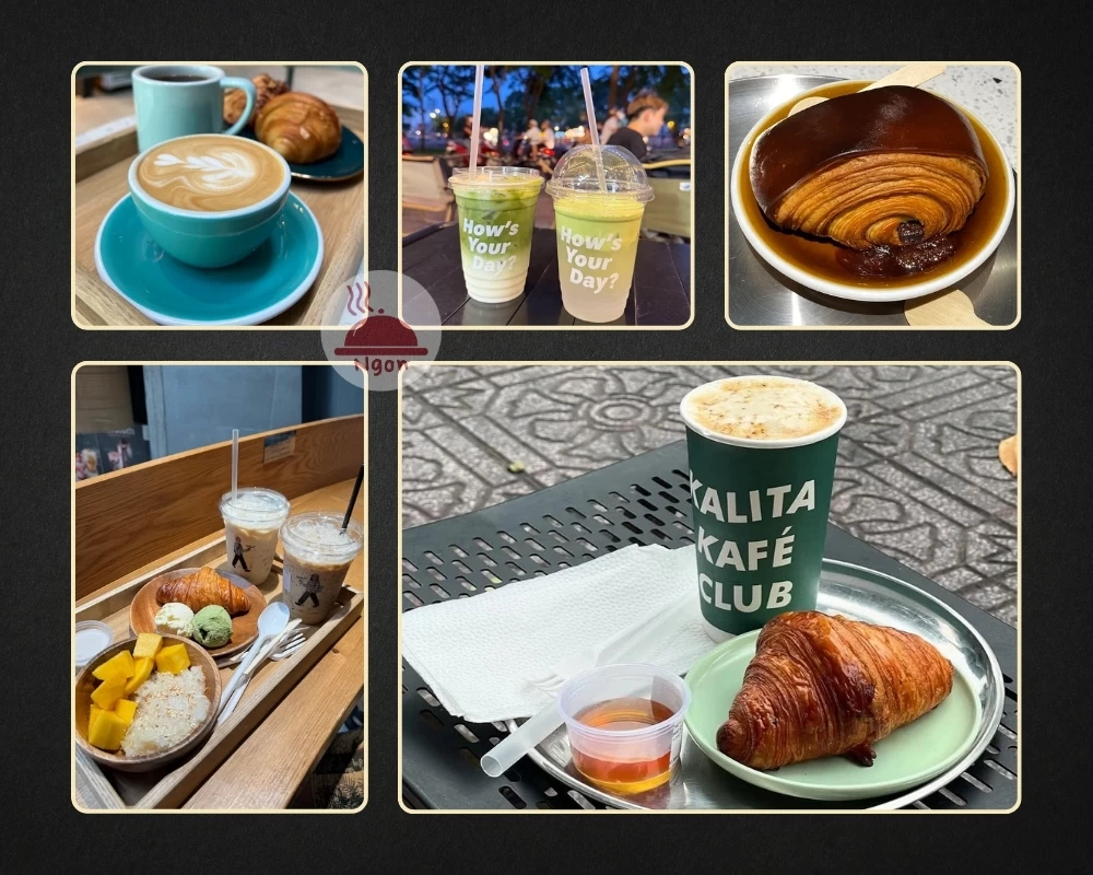 Một số món nước và bánh của quán cafe 24h Kalita Kafé