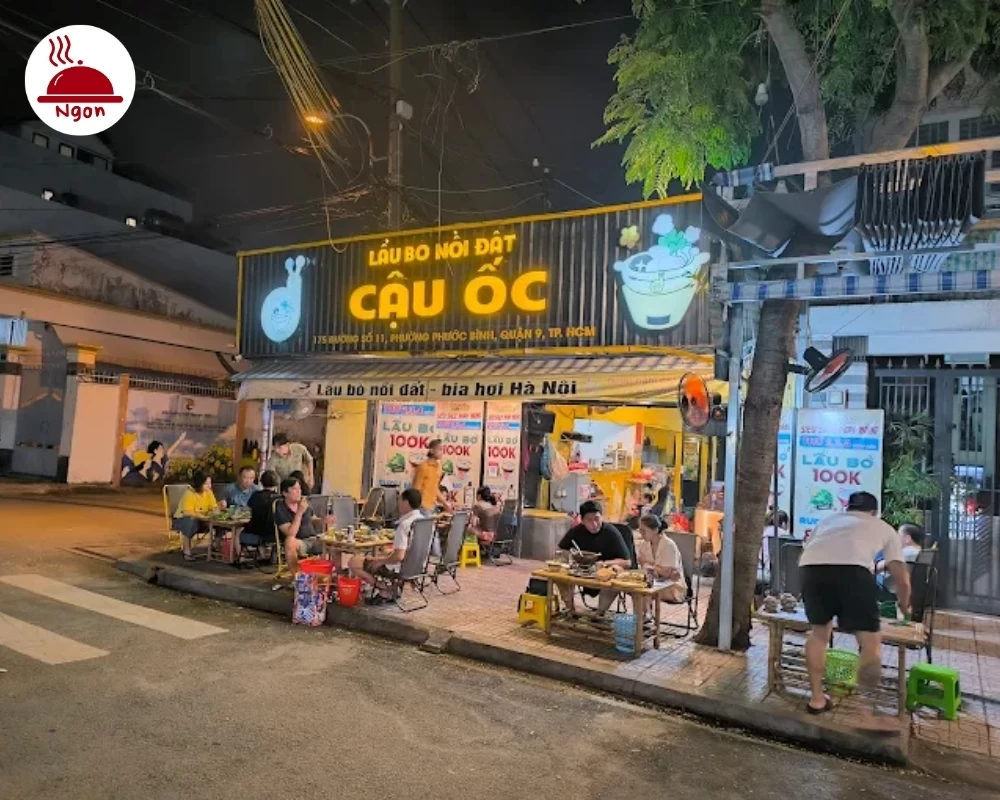 Quán Lẩu Bò Nồi Đất Cậu Ốc có không gian sạch sẽ