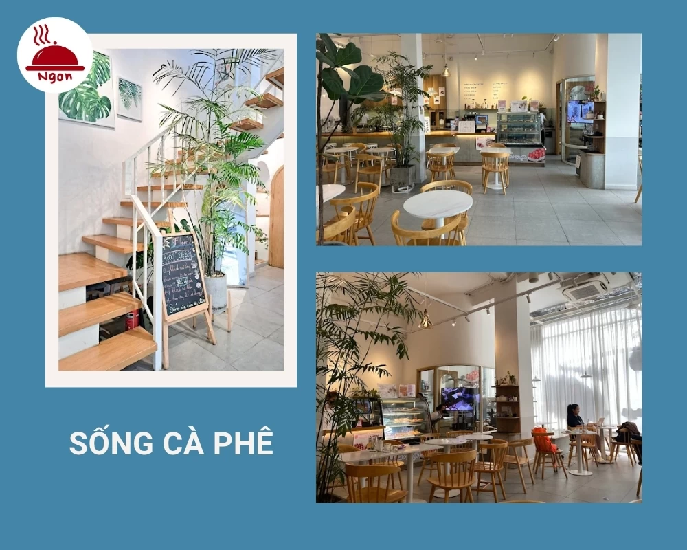 Quán cafe 24h Bình Thạnh Sống Cà Phê được thiết kế không gian hài hòa, đẹp mắt
