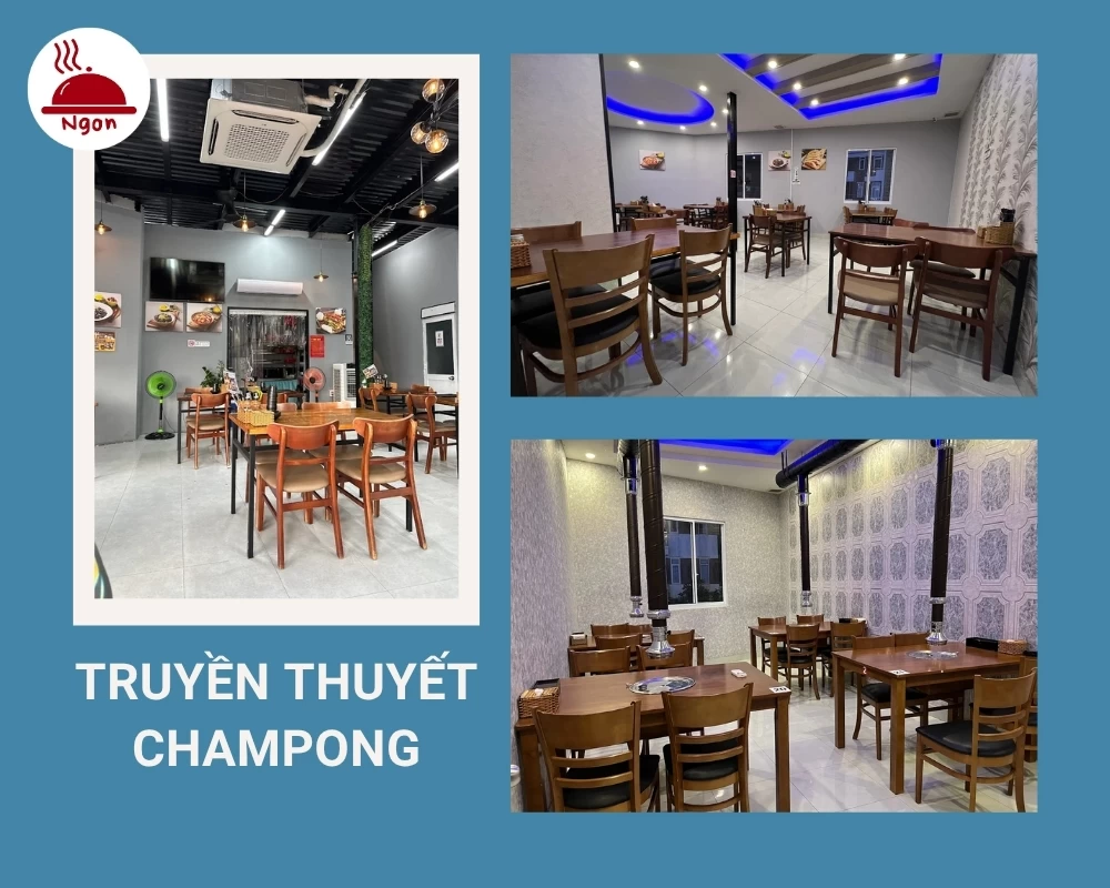 Nhà hàng Truyền Thuyết Champong có không gian sạch sẽ, ấm cúng