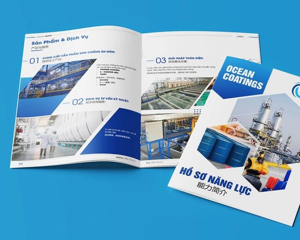 Catalogue mẫu màu xanh và trắng