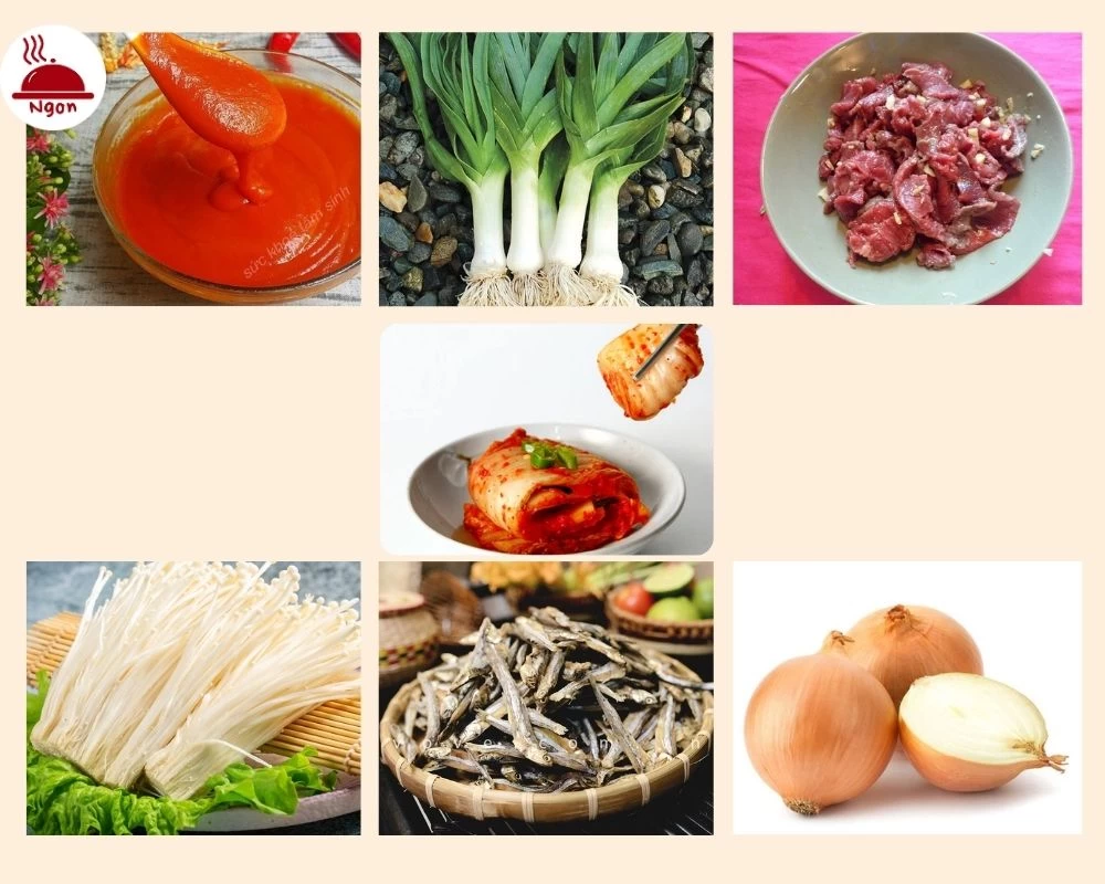 Nguyên liệu làm món ăn kim chi thịt bò