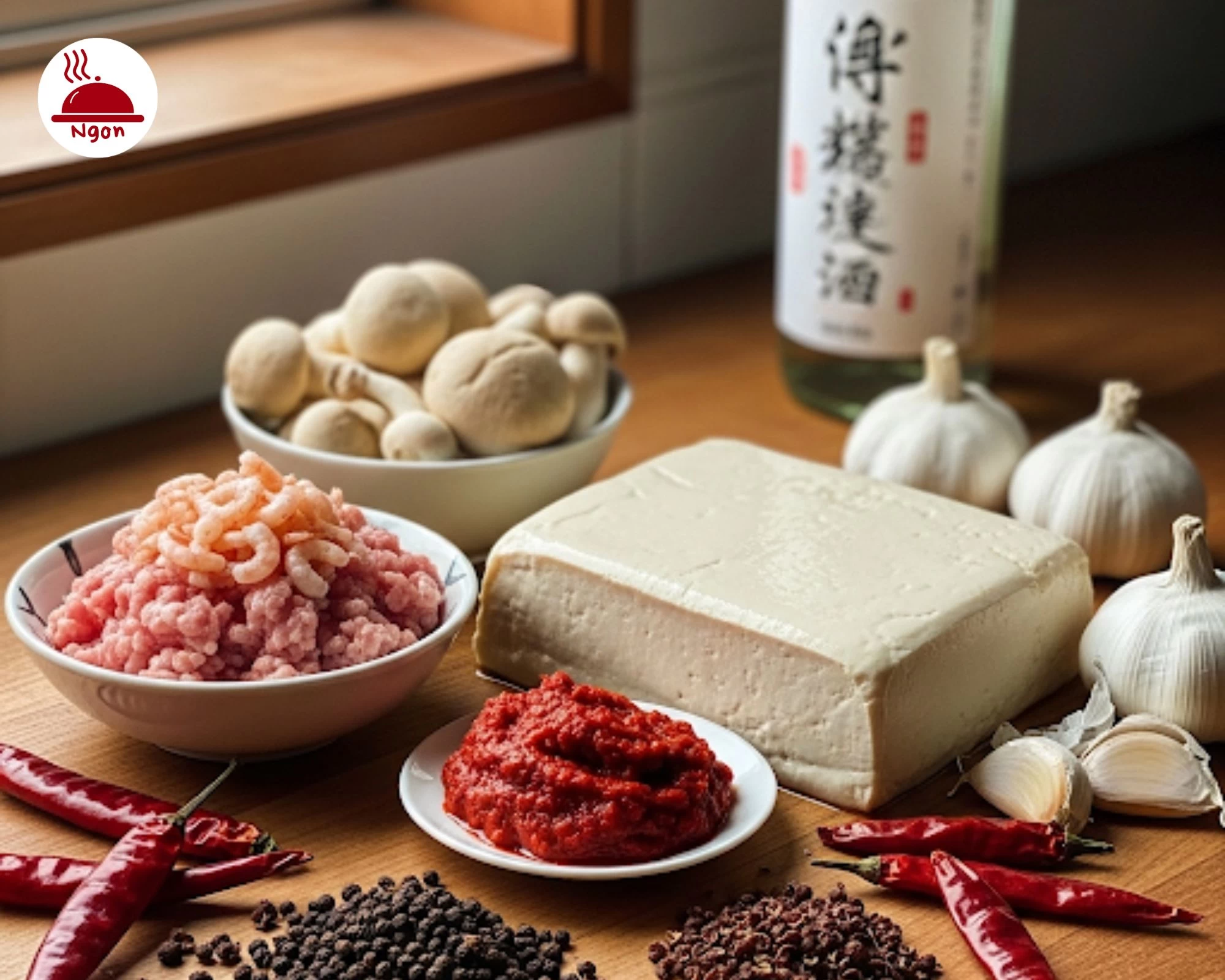 Chuẩn bị đầy đủ nguyên liệu để bắt đầu cách làm món đậu hũ Tứ Xuyên đơn giản