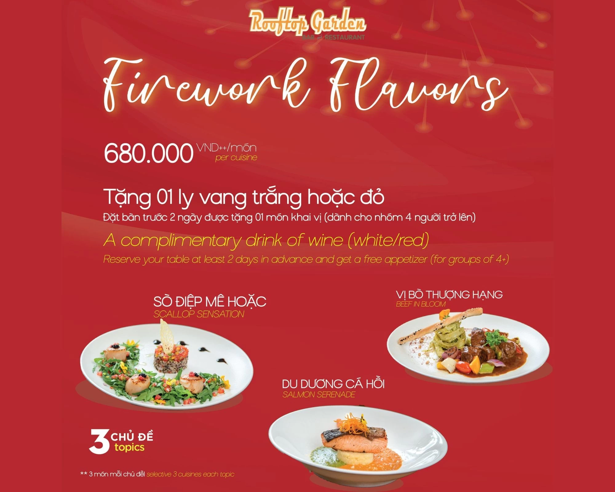 Khám phá thực đơn "Firework Flavors" đặc biệt tại Rooftop Garden
