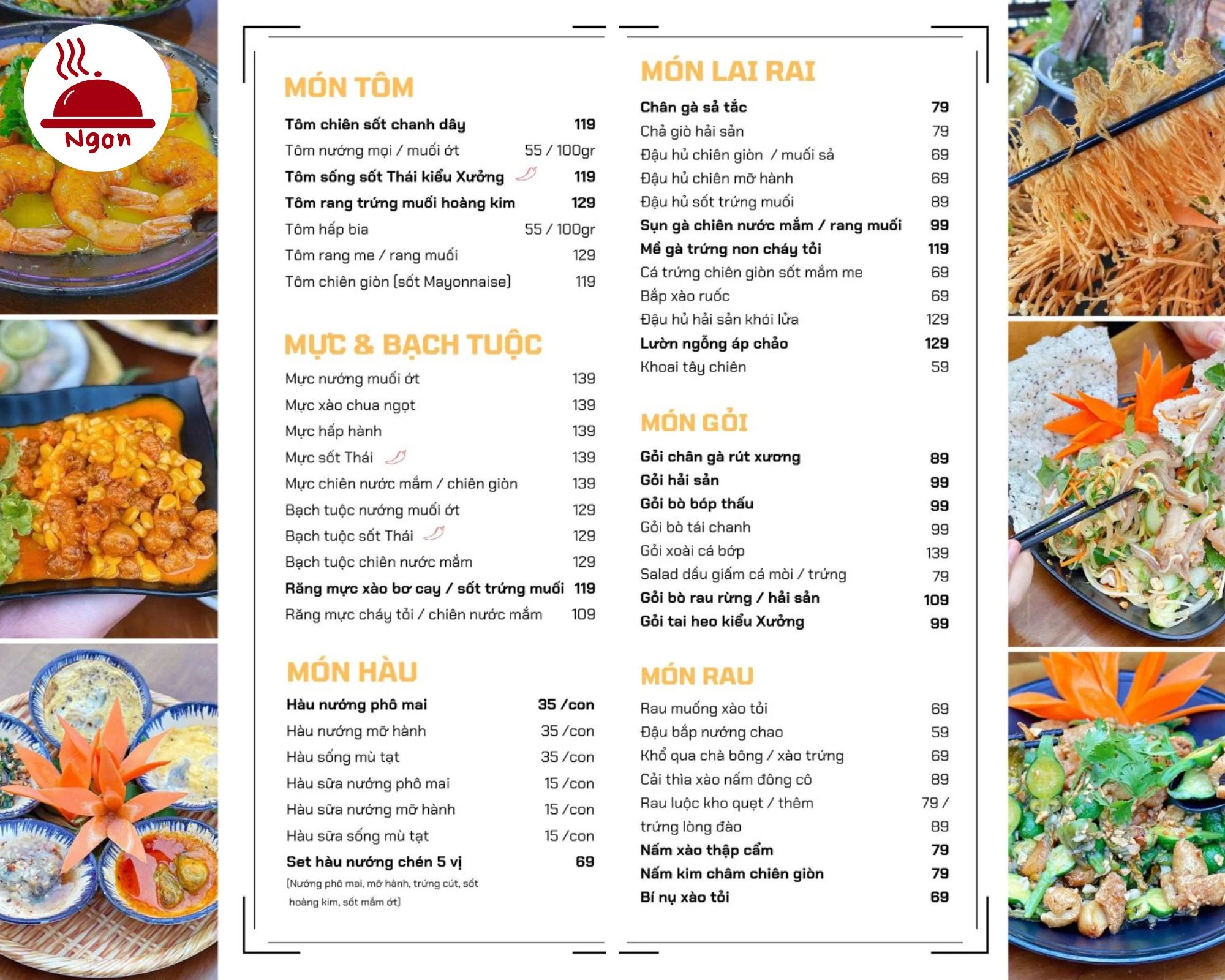 Menu đa dạng tại Xưởng Grill & Beer, từ món tôm, mực đến hàu nướng. Ghé ngay và thưởng thức bữa tiệc buffet quận 6
