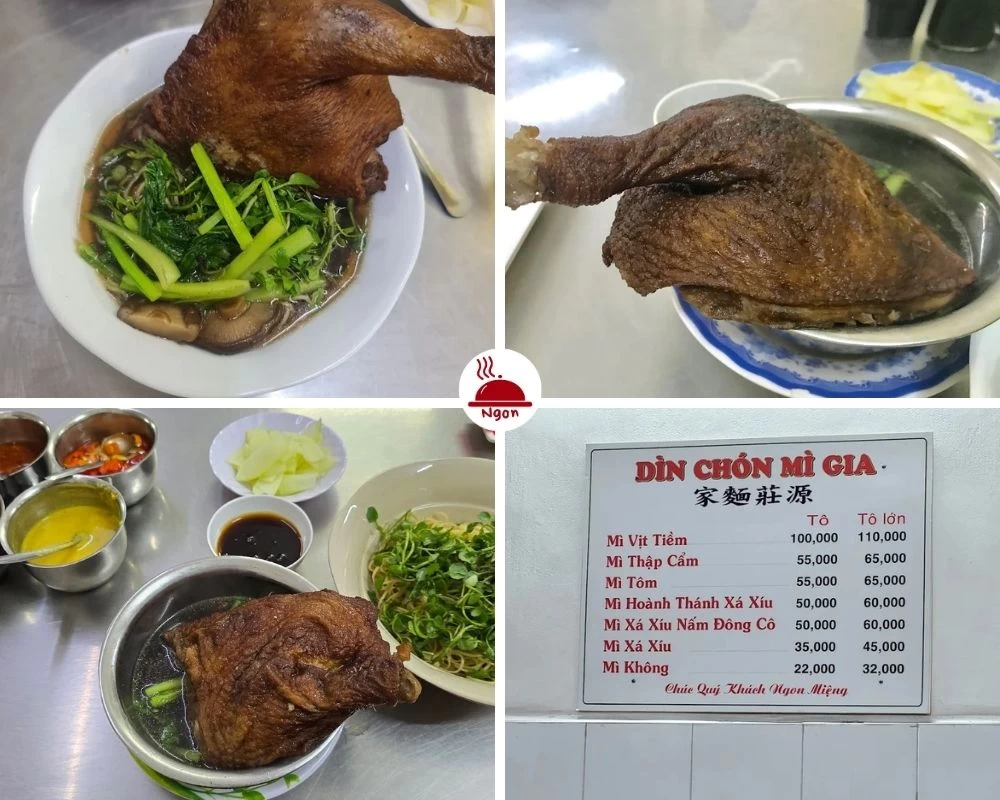 Món mì vịt tiềm tại quán Dìn Chón Mì Gia