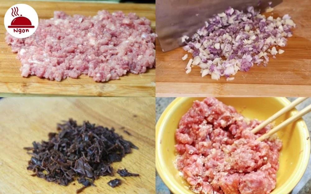Làm nhân bánh cuốn nóng