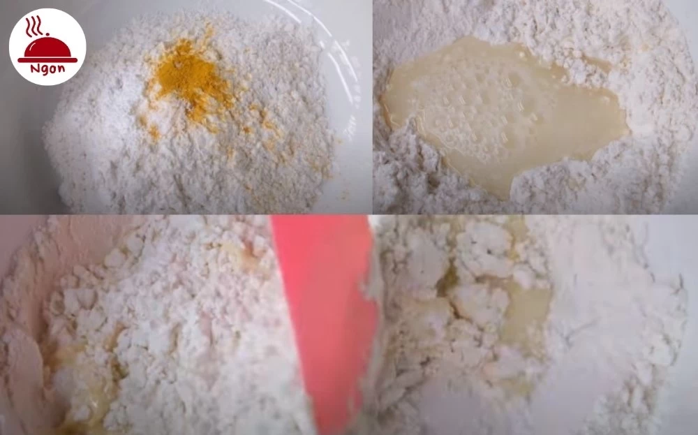 Trộn bột mì và bột bắp