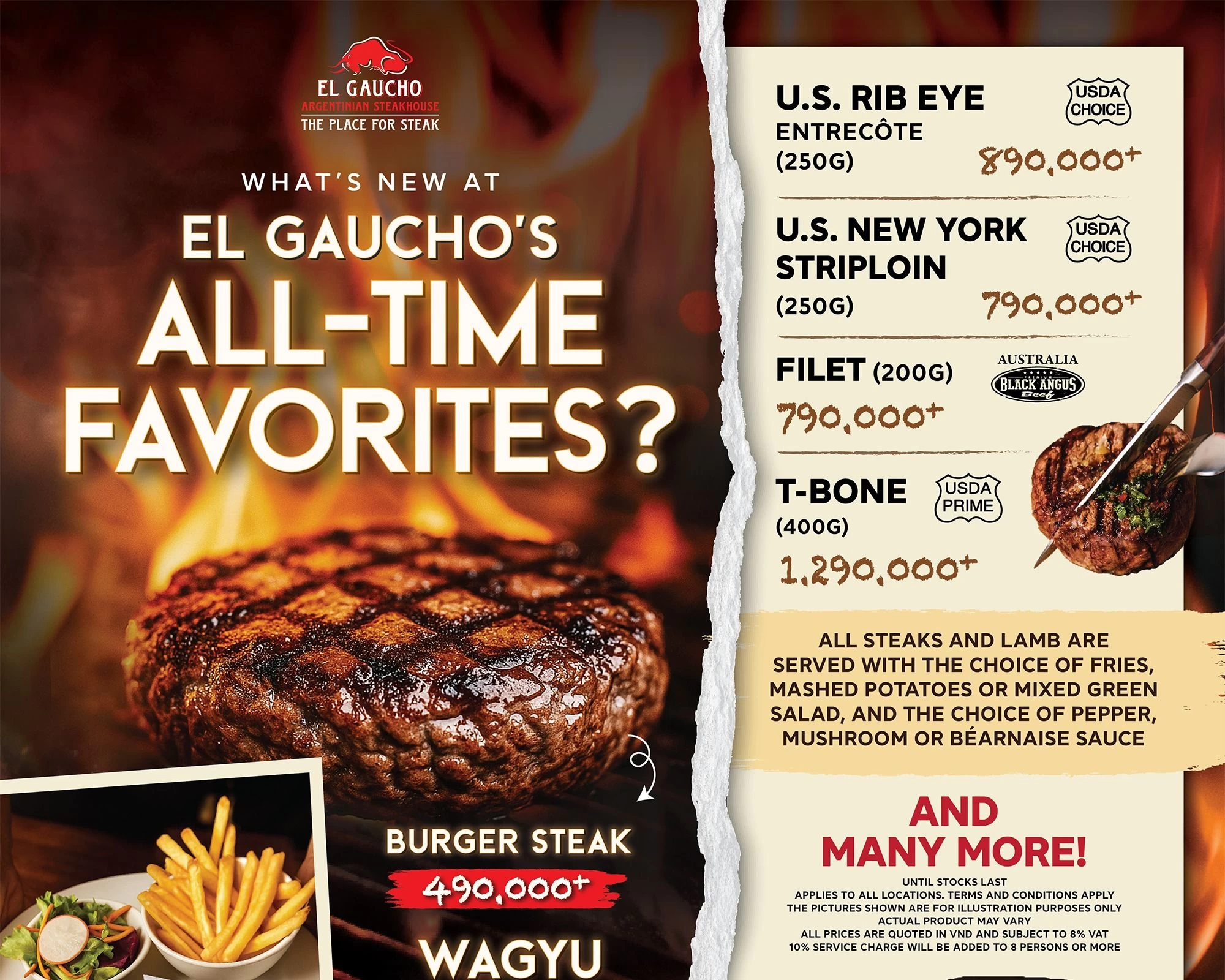 Steak ngon, giá tốt, chỉ có ở Nhà Hàng món Âu El Gaucho! Xem ngay menu để không bỏ lỡ