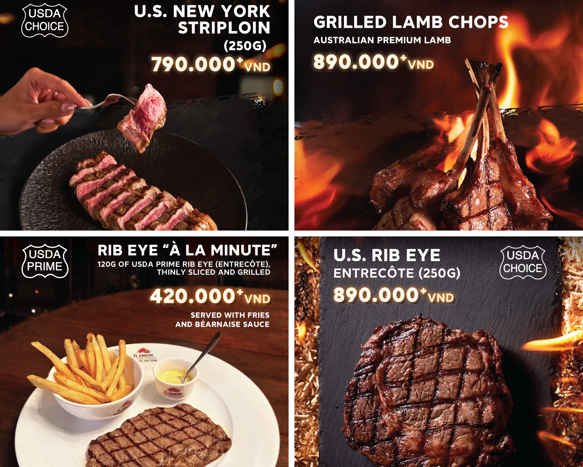 Thực đơn steak thượng hạng, đậm chất Argentina tại El Gaucho. Trải nghiệm ẩm thực đẳng cấp tại nhà hàng 5 sao TPHCM