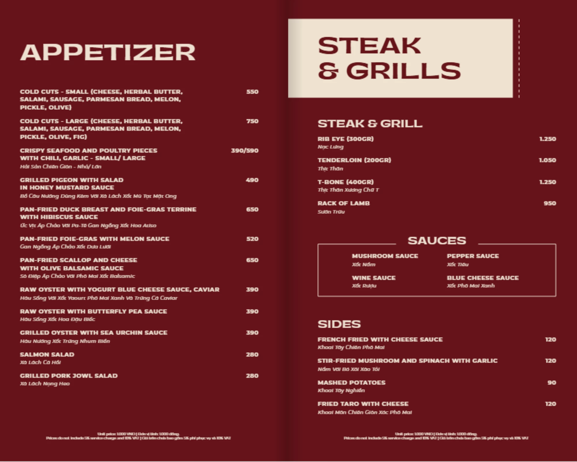 Từ món khai vị đến tráng miệng, menu The Log luôn chinh phục thực khách khó tính. Ghé thăm nhà hàng 5 sao TPHCM với không gian nhà gỗ độc đáo