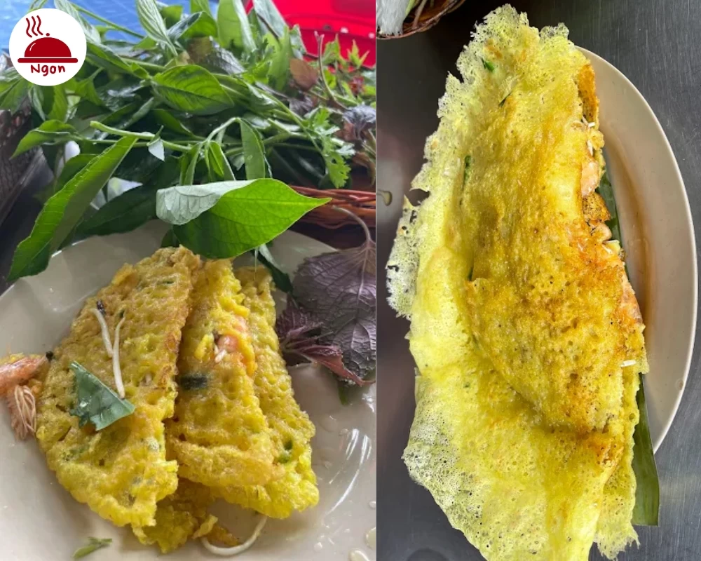 Món bánh xèo của quán Bánh Xèo Rau Rừng A Đạt