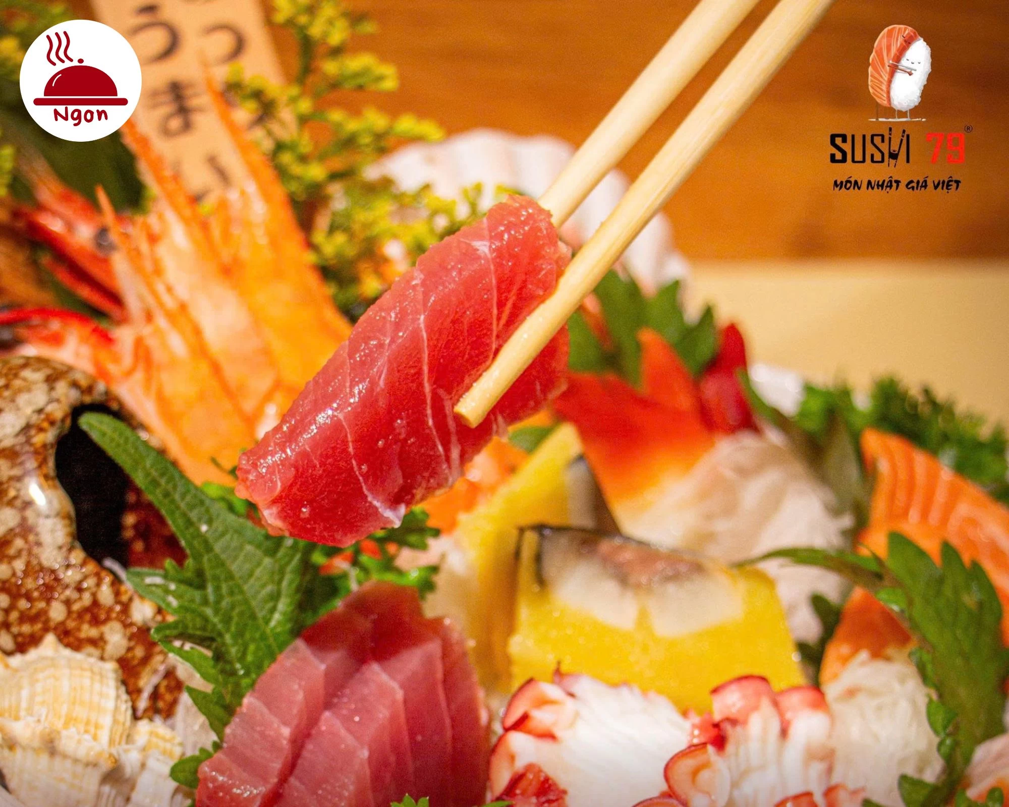 Thưởng thức từng lát sashimi tươi rói, giữ trọn vị thanh ngọt của biển cả tại nhà hàng Sushi 79