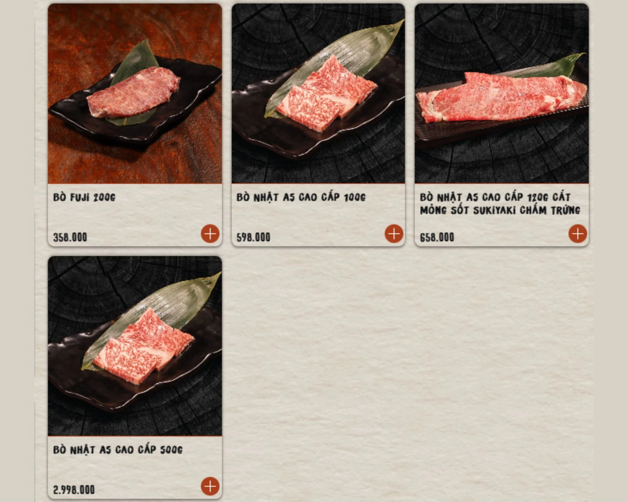 Menu bò Nhật A5 thượng hạng tại Genshi Yaki dành cho tín đồ Wagyu